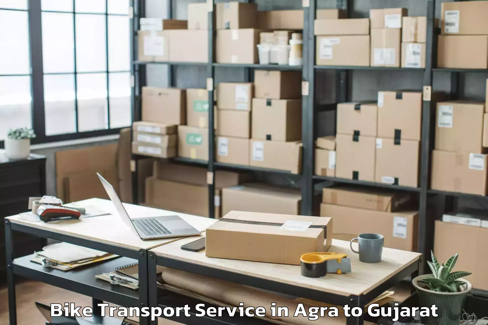 Reliable Agra to Bardoli Bike Transport